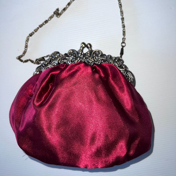 Red Vintage Style Clutch Wristlet Bag With Beads & Gems Detail - Picture 5 of 10